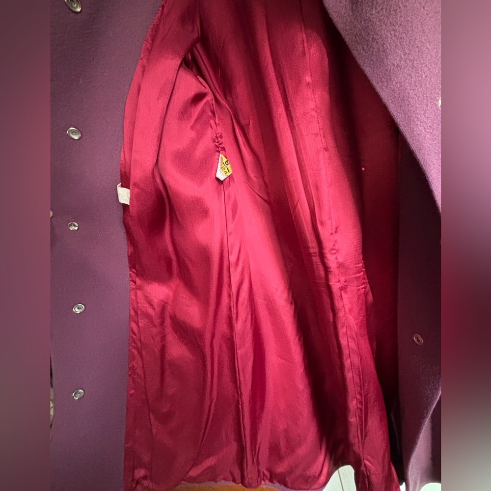 Women's Mauve Pea Coat with Puffed Structured Shoulder - Picture 14 of 14